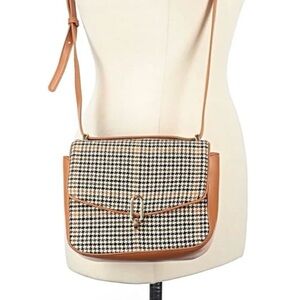 A New Day Houndstooth Crossbody with Brown Trim